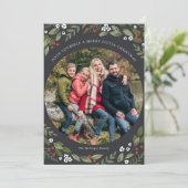 Kerstfotokaart voor Holly en Berries Kaart (Staand voorkant)