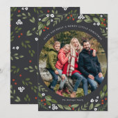 Kerstfotokaart voor Holly en Berries Kaart (Voorkant / Achterkant)