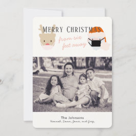 Kerstfotokaart voor Kerstmis met Kerstmis en rendi Feestdagenkaart