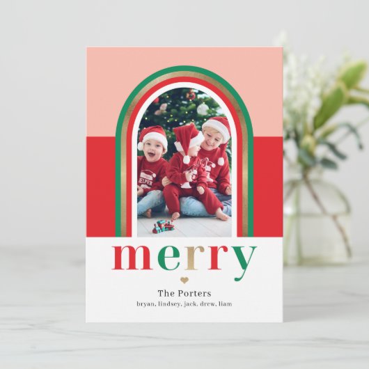 Kerstfotokaart voor Merry Arch Feestdagenkaart (Staand voorkant)