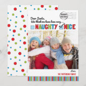 Kerstfotokaart voor Naughty of Nice Feestdagenkaart (Voorkant / Achterkant)