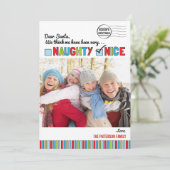 Kerstfotokaart voor Naughty of Nice Feestdagenkaart (Staand voorkant)