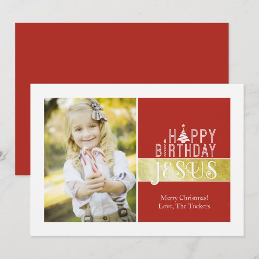 Kerstfotokaart voor religieuze doeleinden - Jezus  Feestdagenkaart (Voorkant / Achterkant)