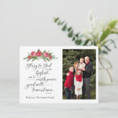 Kerstfotokaart voor religieuze doeleinden met bijb (Staand voorkant)