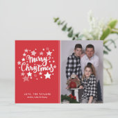 Kerstfotokaart voor rood en wit kaart (Staand voorkant)