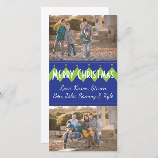 Kerstfotokaart/witte envelop "Chevron Tree" Feestdagenkaart (Voorkant / Achterkant)