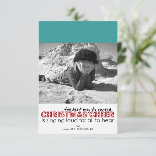 Kerstfotokaarten (Blauwgroen) Kaart (Staand voorkant)
