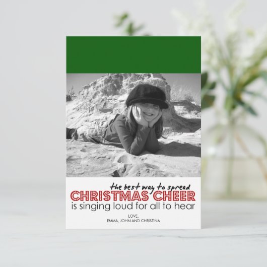 Kerstfotokaarten (groen) kaart (Staand voorkant)