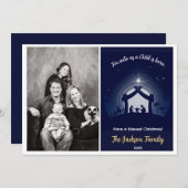 kerstfotokaarten (marineblauw) feestdagenkaart (Voorkant / Achterkant)