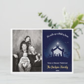 kerstfotokaarten (marineblauw) feestdagenkaart (Staand voorkant)