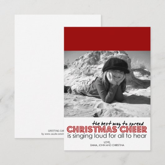 Kerstfotokaarten (rood) kaart (Voorkant / Achterkant)