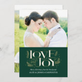 Kerstfotokaarten van Liefde en Joy Pas getrouwd Feestdagenkaart (Voorkant / Achterkant)
