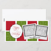 Kerstfotokaarten voor rode en groene dozen feestdagenkaart (Voorkant / Achterkant)