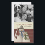 kerstfotokaarten voor Snowman Feestdagenkaart<br><div class="desc">Deze feestelijke fotokaart kan volledig door u worden gepersonaliseerd! 1) Verander de foto van de sjabloon in uw eigen 2) Verander tekst van de sjabloon 3) u wordt gedaan! Als u hulp nodig hebt of iets anders in mening hebt, klik enkel de verbinding van het CONTACT hierboven om de ontwerper...</div>