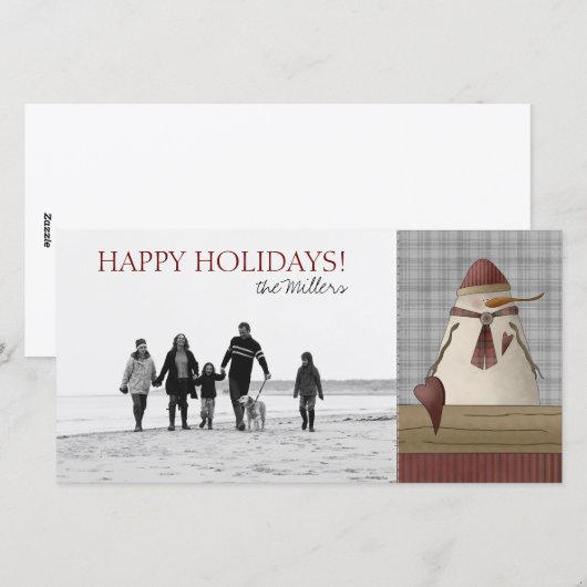 kerstfotokaarten voor Snowman Feestdagenkaart (Voorkant / Achterkant)