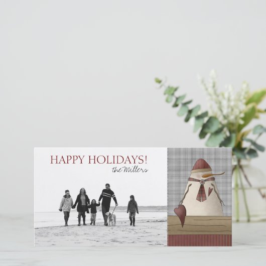 kerstfotokaarten voor Snowman Feestdagenkaart (Staand voorkant)