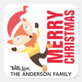 kerstfotolabel vierkante sticker (Voorkant)