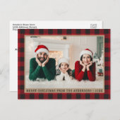 Kerstfotolettertype Rood geplaft Kraft Briefkaart (Voorkant / Achterkant)