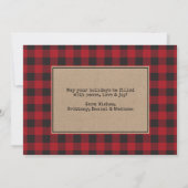 Kerstfotolettertype Rood geplaft Kraft Feestdagenkaart (Achterkant)