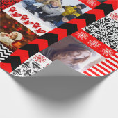 KerstfotoMontage van 9 familieportretten Cadeaupapier (Hoek)