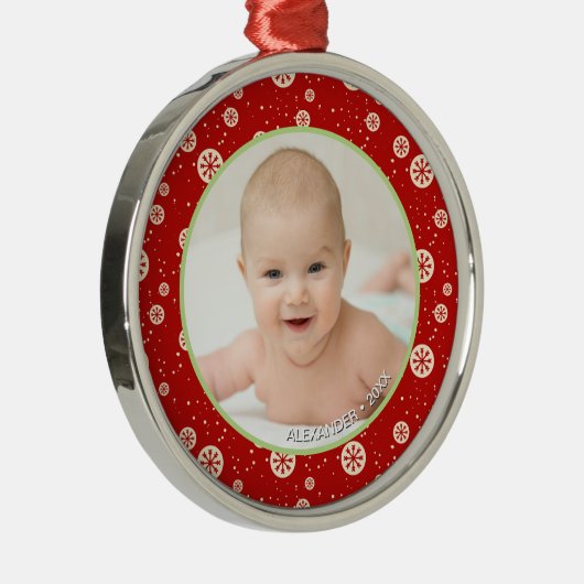 Kerstfotonaam in Keepomwille Metalen Ornament (Rechts)