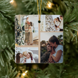 Kerstfotoornament, fotocollage Kerstmis Keramisch Ornament