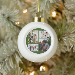 Kerstfotoornament, Fotocollage Kerstmis Keramische Bal Ornament