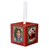 Kerstfotoornament met 4 van je foto's decoratie (Voorkant hoekig)