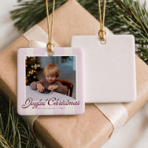Kerstfotoornament met vrolijke blos gestreepte afb