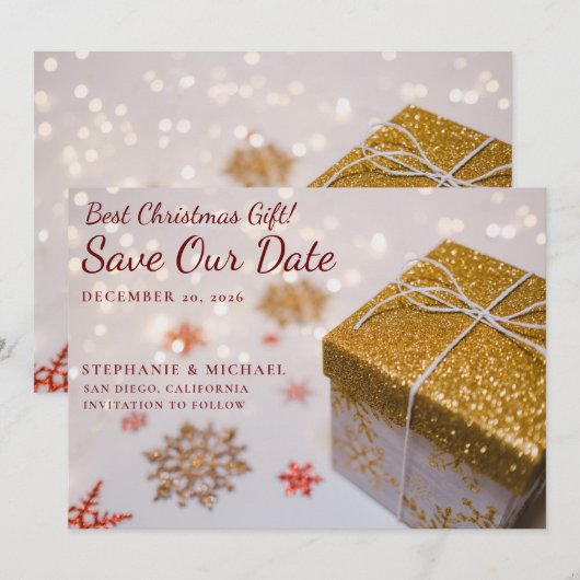 kerstfoto's bewaren de datum Kaart (Voorkant / Achterkant)