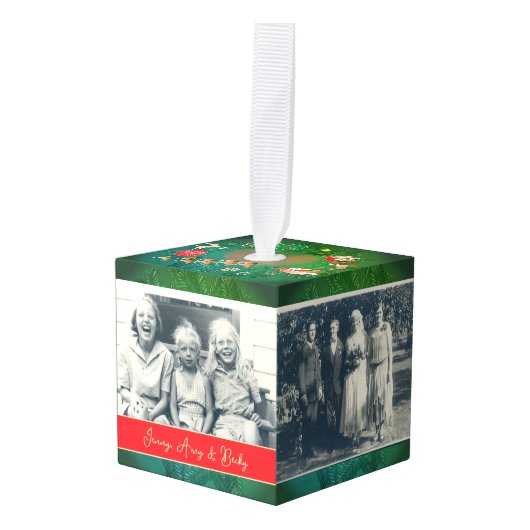 Kerstfoto's Cube Ornament (Voorkant hoekig)