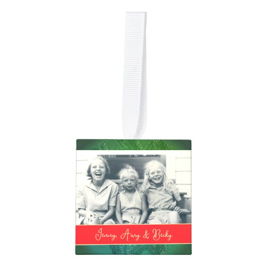 Kerstfoto's Cube Ornament (Voorkant)