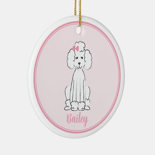 kerstfoto's Cute Puppy Dog White Poodle Keramisch Ornament (Rechts)