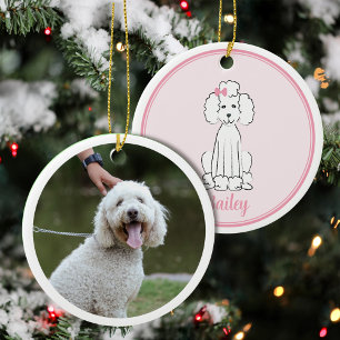 kerstfoto's Cute Puppy Dog White Poodle Keramisch Ornament