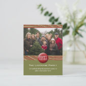 kerstfoto's en brieven - retroflecorroodgroen feestdagenkaart (Staand voorkant)