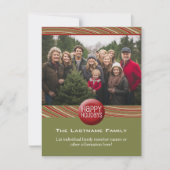 kerstfoto's en brieven - retroflecorroodgroen feestdagenkaart (Voorkant)