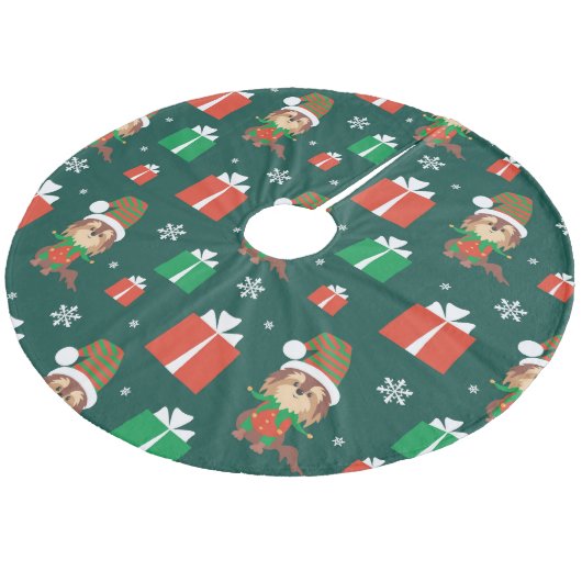 kerstfoto's en Cadeaus patronen Fleece Kerstboom Rok (Gekanteld)