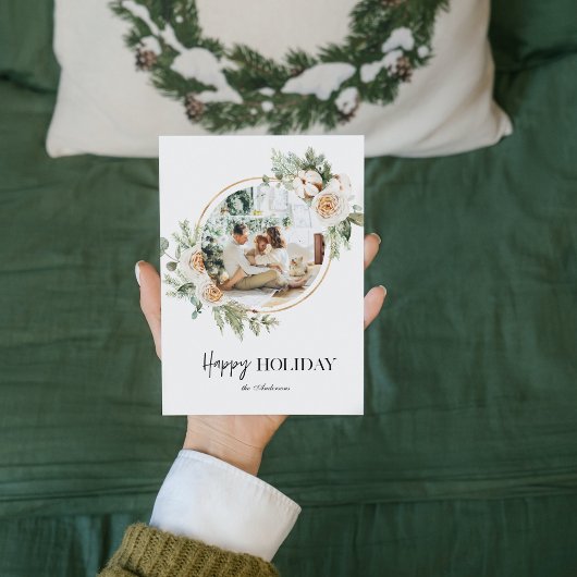 Kerstfoto's en Floral Wreath |Happy Holiday