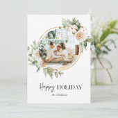 Kerstfoto's en Floral Wreath |Happy Holiday (Staand voorkant)