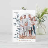 kerstfoto's en gouden hartklep voor EDITABLE KLEUR Feestdagenkaart (Staand voorkant)