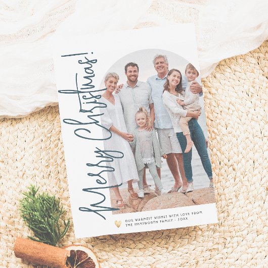 kerstfoto's en gouden hartklep voor EDITABLE KLEUR Feestdagenkaart