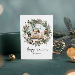 kerstfoto's en pijngroen Wreath  Happy Holiday