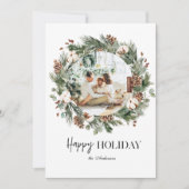 kerstfoto's en pijngroen Wreath |Happy Holiday (Voorkant)