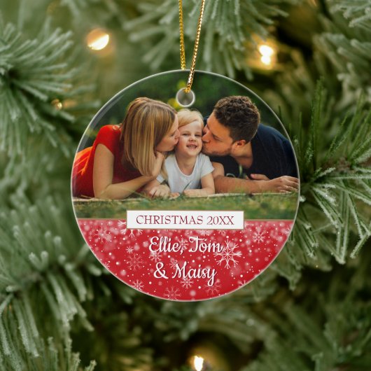 Kerstfoto's Familie Keramisch Ornament (Boom)