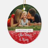 Kerstfoto's Familie Keramisch Ornament (Links)