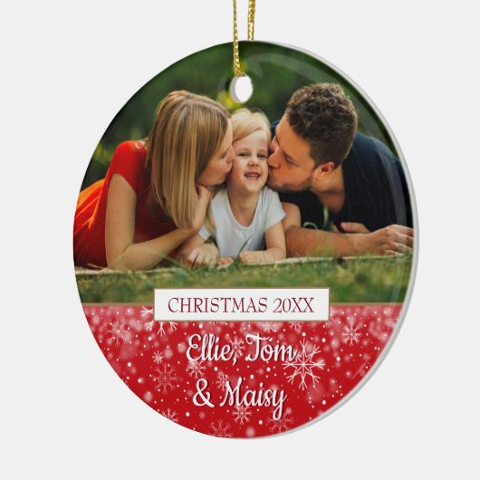 Kerstfoto's Familie Keramisch Ornament (Links)