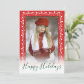 kerstfoto's feestelijk rood en wit Lijst Feestdagenkaart (Staand voorkant)