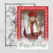 kerstfoto's feestelijk rood en wit Lijst Feestdagenkaart (Voorkant / Achterkant)