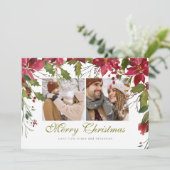 kerstfoto's gepersonaliseerd feestdagenkaart (Staand voorkant)