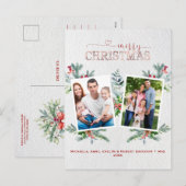 Kerstfoto's Goud Zalig Kerstmis Calligrafie Feestdagenkaart (Voorkant / Achterkant)